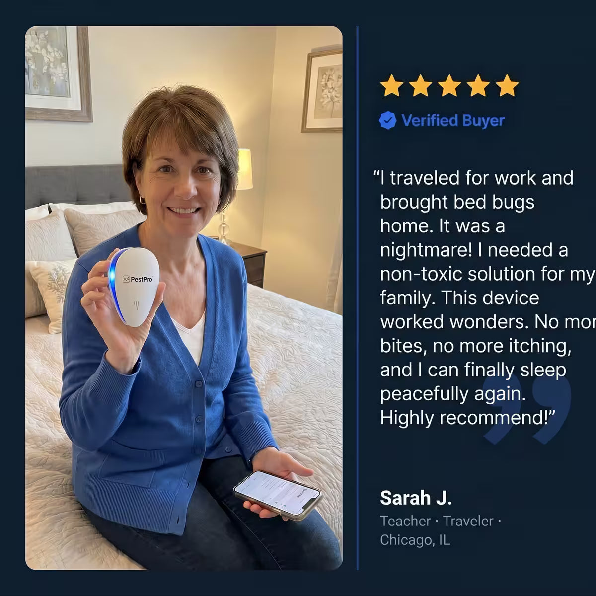 PestPro™ Ultrasonic Pest Repeller - Banish Bed Bugs & 14 other pests for good