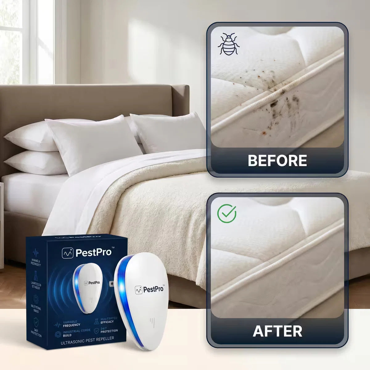 PestPro™ Ultrasonic Pest Repeller - Banish Bed Bugs & 14 other pests for good